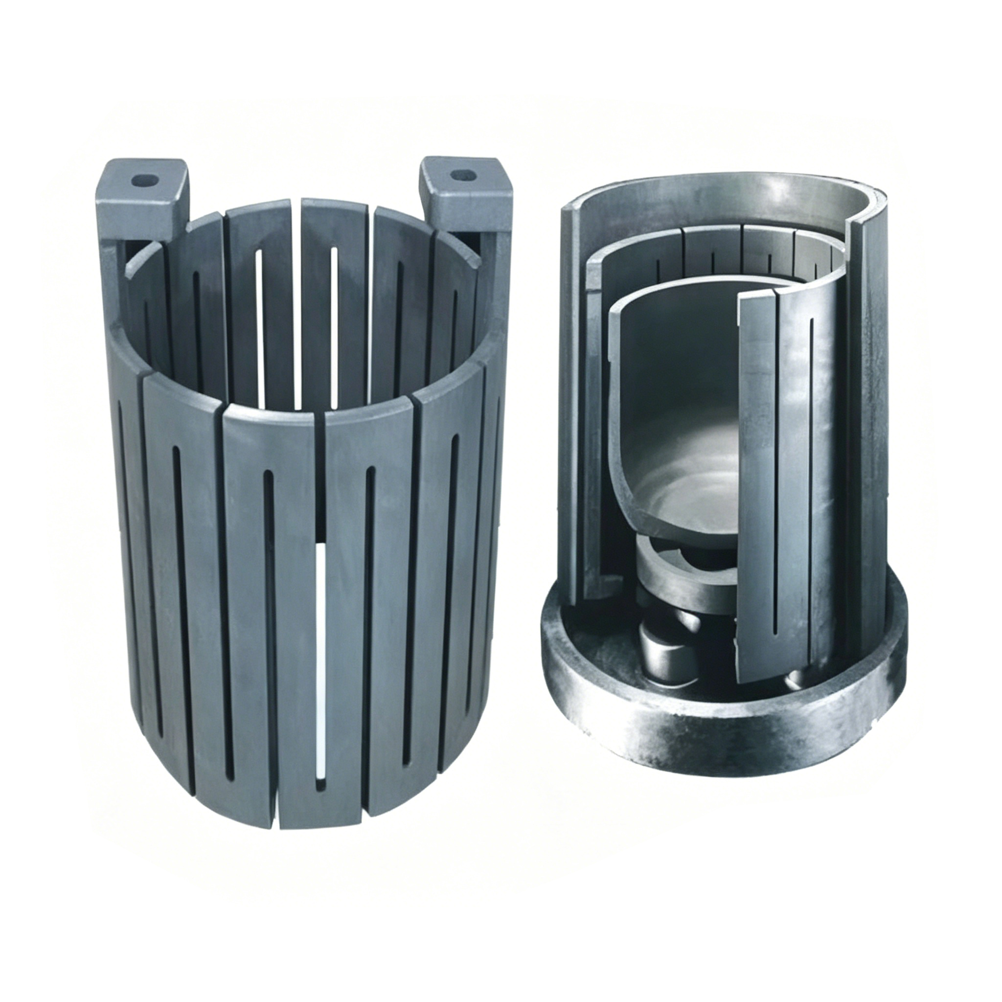 graphite heater assembly cutaway with crucible for sintering furnace