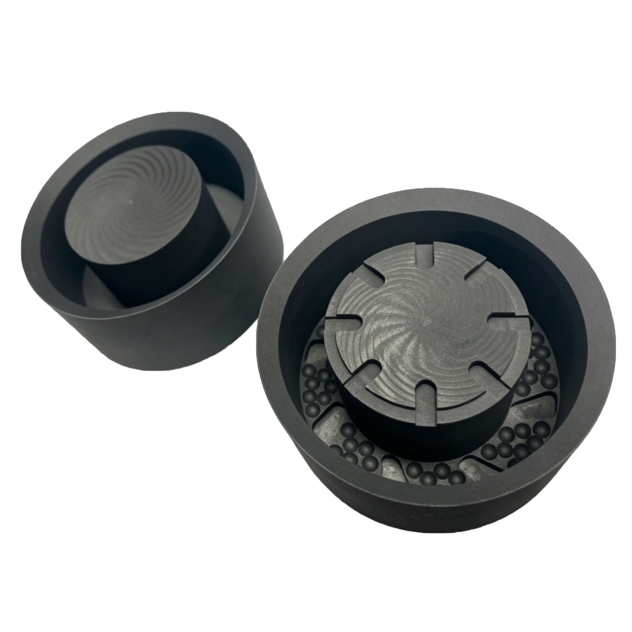 Assembled graphite sintering mold showing internal structure for diamond core bit production
