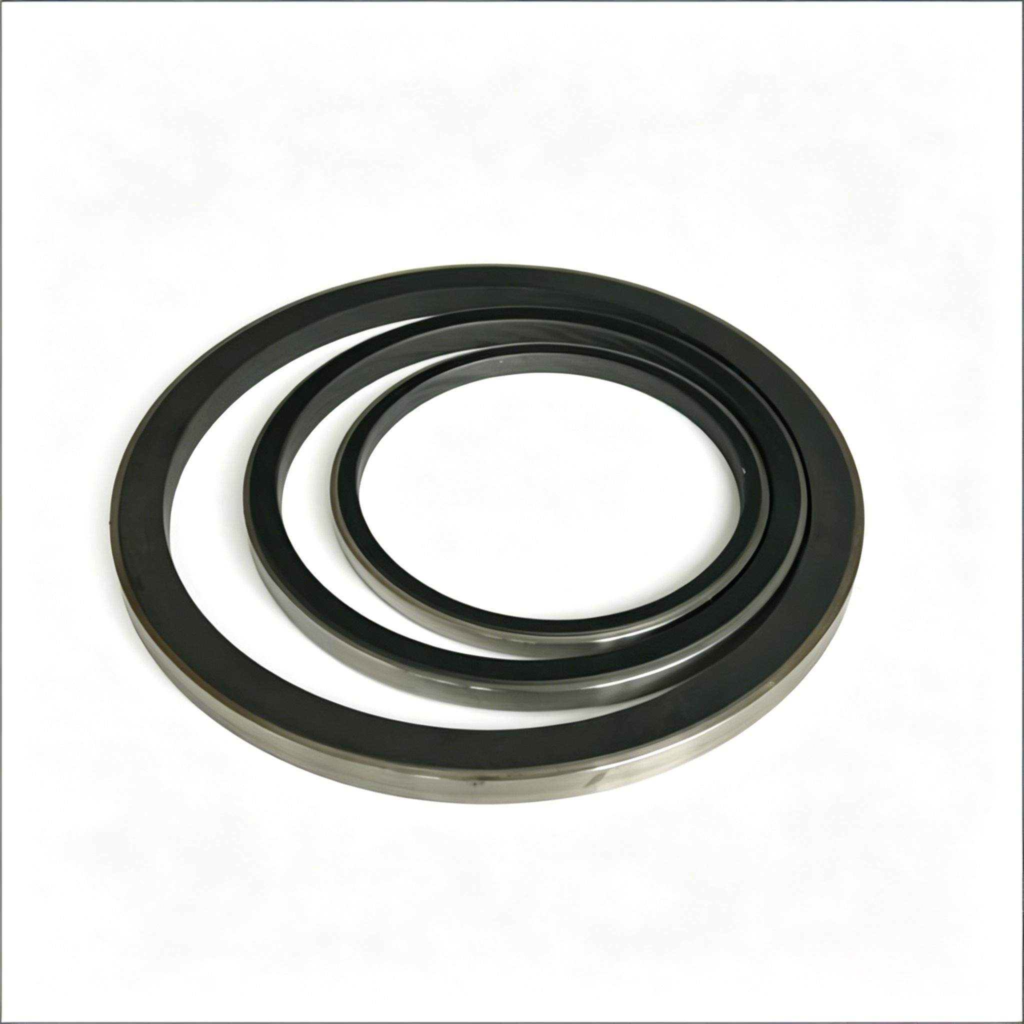 Precision machined graphite seal rings set, showing concentric sealing components for high-temperature equipment.