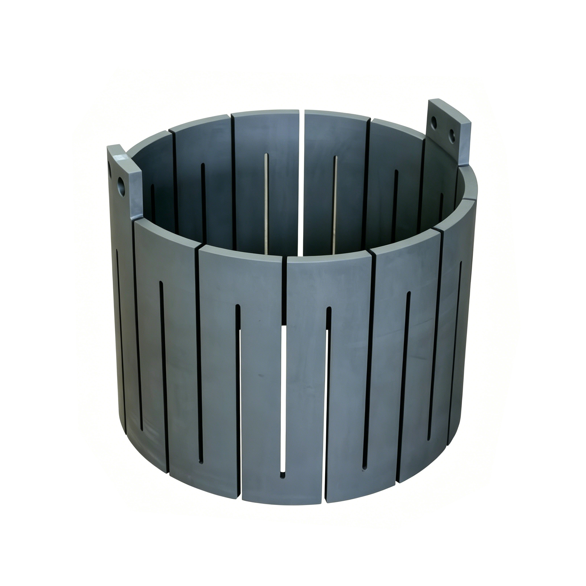 split slotted graphite heater with mounting lugs for vacuum furnace