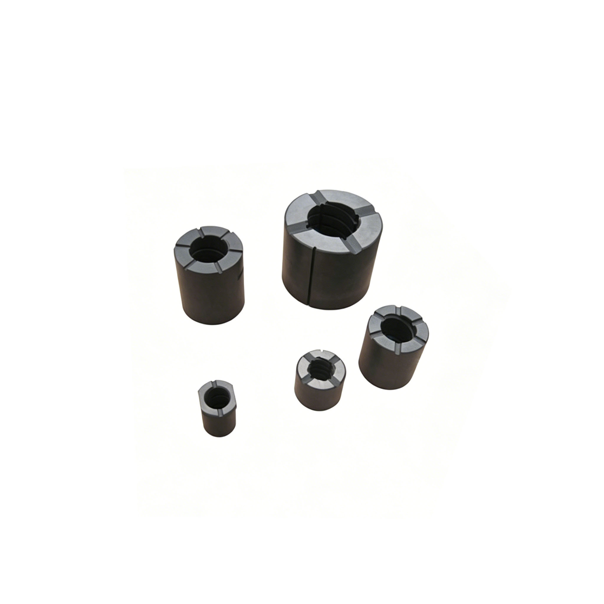 Set of various sizes graphite bushings and molds for different diamond tool specifications