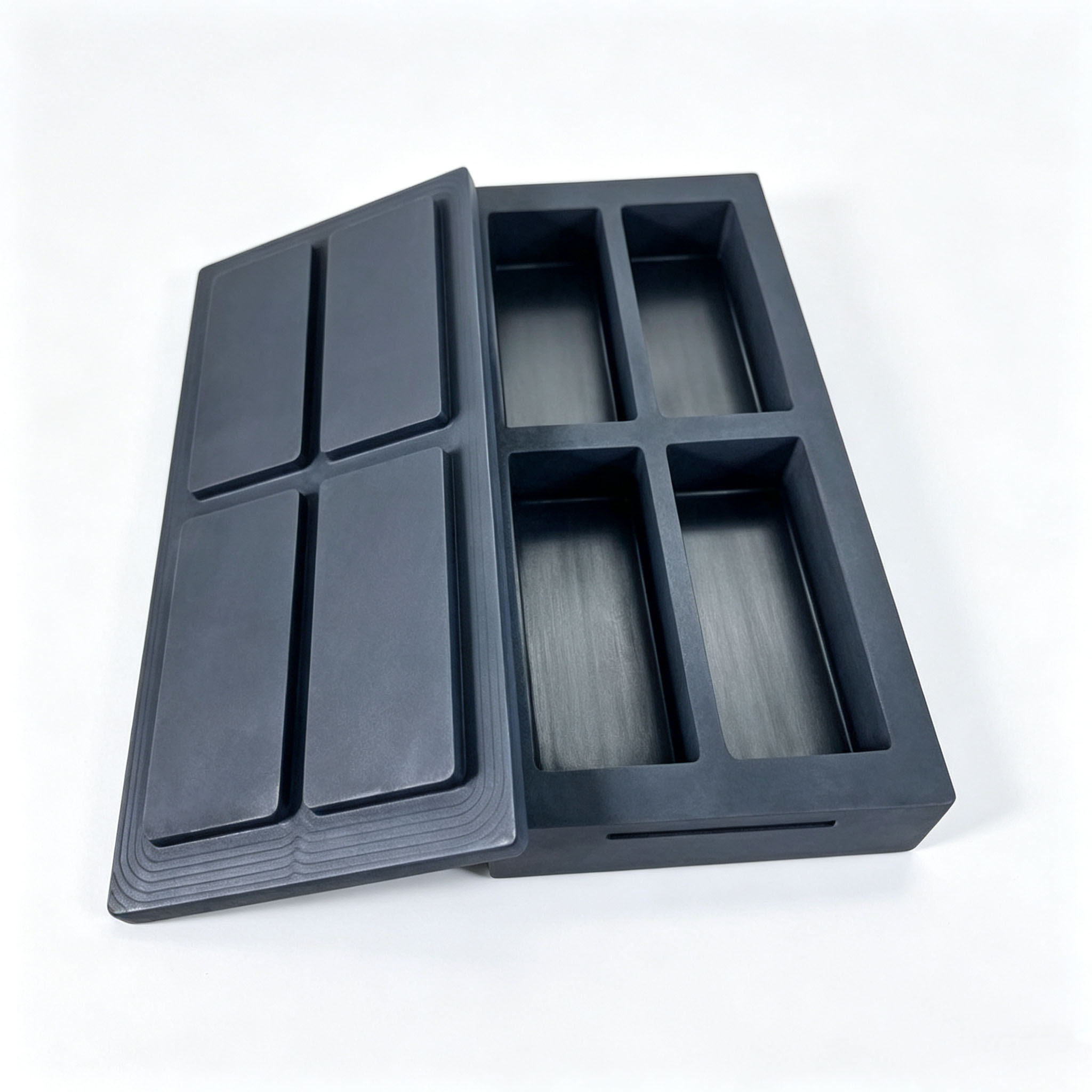 4 cavity graphite ingot mold with matching graphite cover plate