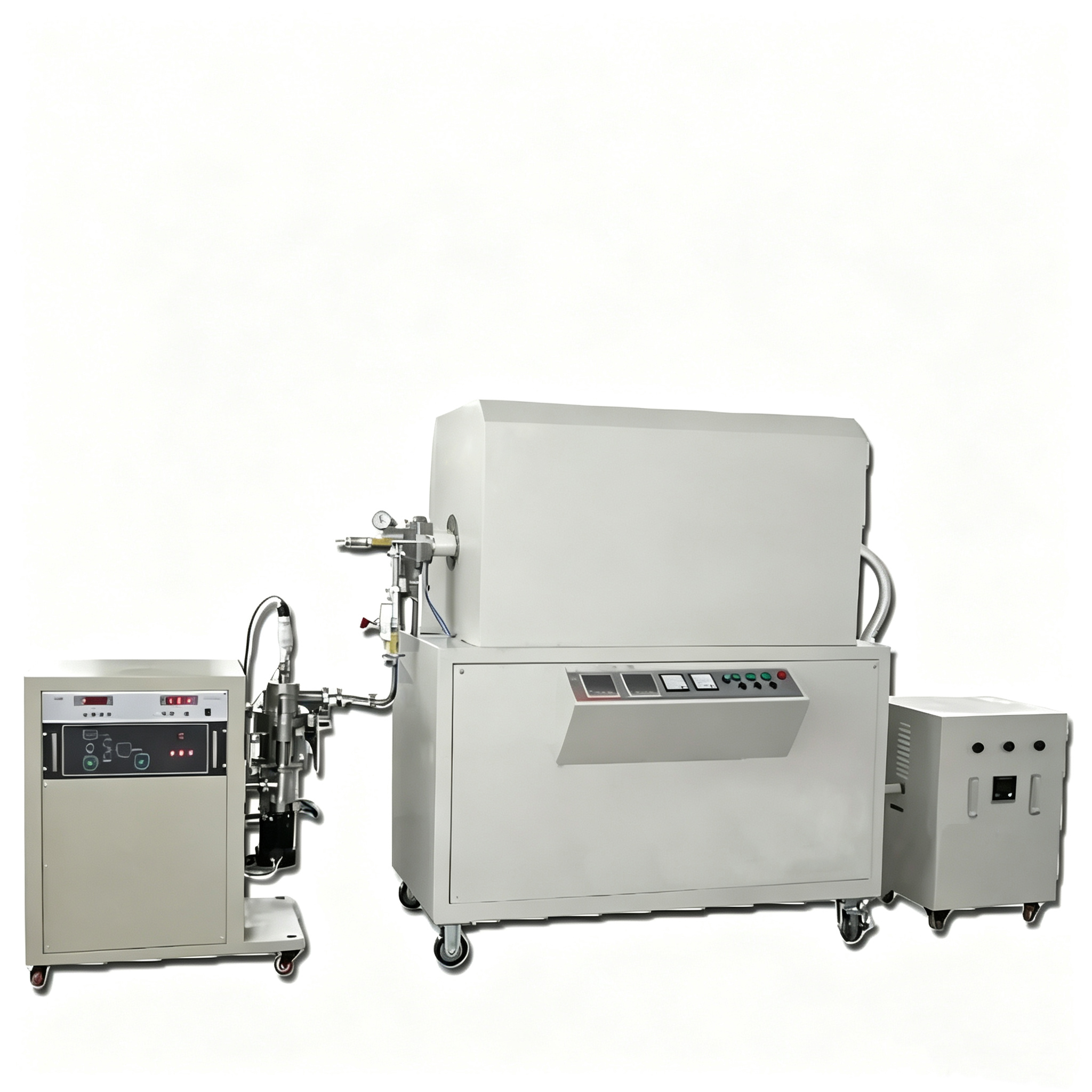 Compact laboratory small vacuum CVD experimental furnace with grooved graphite plate substrate holder for research and development use