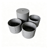 Perforated graphite crucible set 4 pieces with uniform side holes, different sizes for batch processing and gas permeability applications, ventilated design for CVD CVI processes, NHD Carbon specialty crucibles