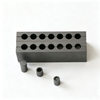 Split multi-hole isostatic graphite mold set with graphite punch, used for hot press sintering diamond stone cutting segments, high density fine grain graphite die
