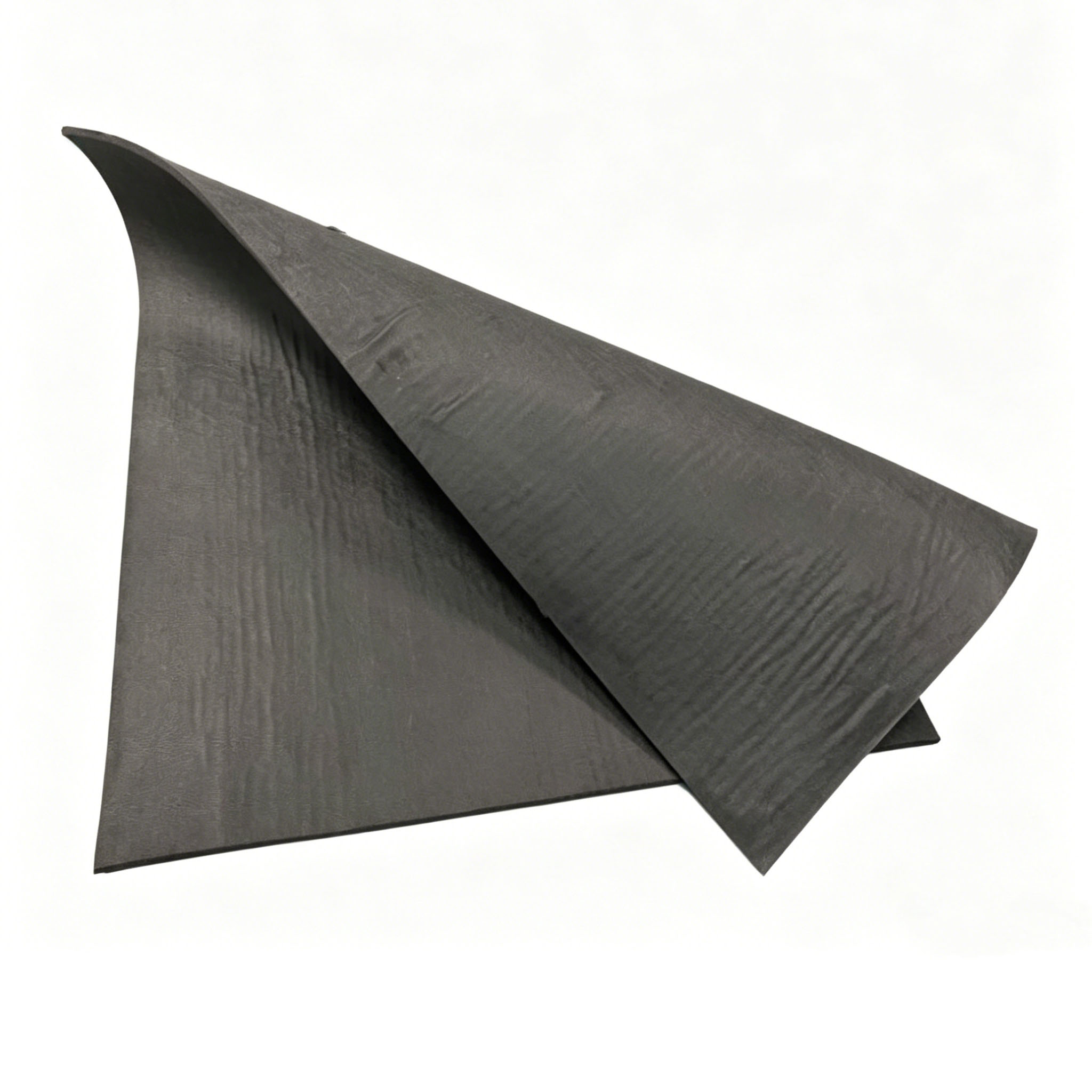 Folded sheet of rayon-based soft graphite felt demonstrating easy cutting and custom shaping for specific furnace insulation requirements