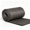Partially unrolled rayon-based soft graphite felt showing material thickness and surface texture for high temperature insulation