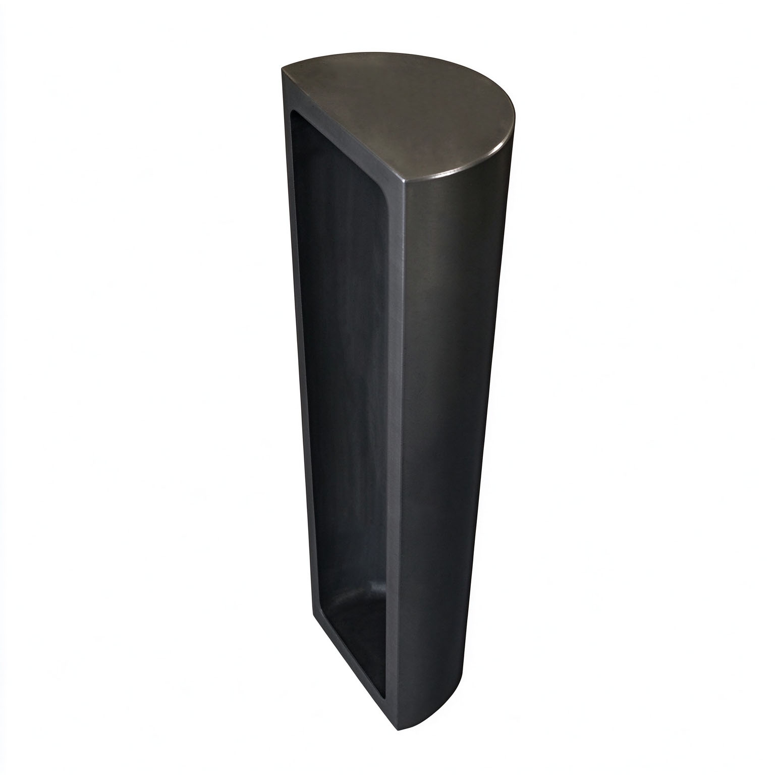 Tall semicircle graphite boat single standing view, high density graphite boat
