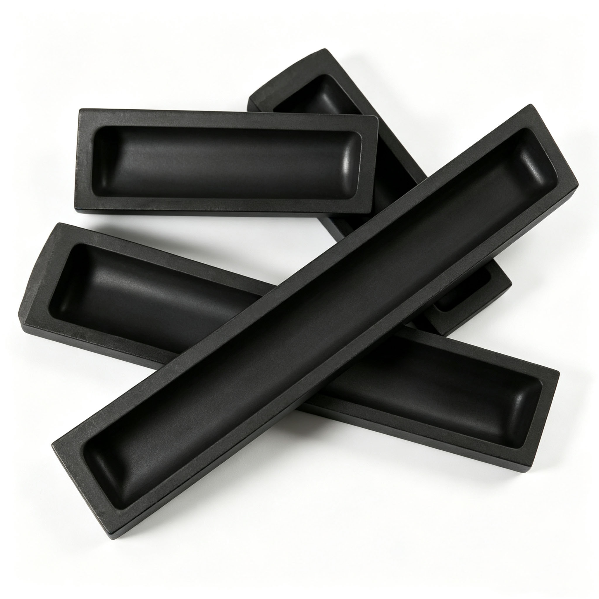 Cross stacked graphite boats group photo, high temperature resistant graphite crucible boat