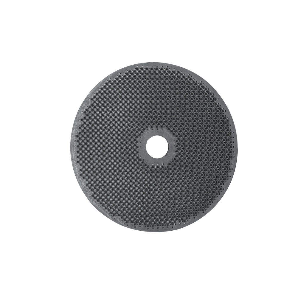 Custom perforated graphite disc with center hole and edge positioning holes, high-purity isostatic graphite sintering tray for vacuum furnace, precise hole alignment for multi-layer stacking