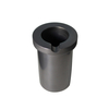 Front view of single ring graphite crucible featuring notch design on ring lip for precise tong alignment and safe handling during pouring