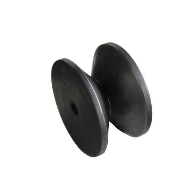 Narrow V-groove graphite guide roller designed for fine fiber 15-25 micron diameter, low friction surface prevents filament breakage in electronic-grade glass yarn production