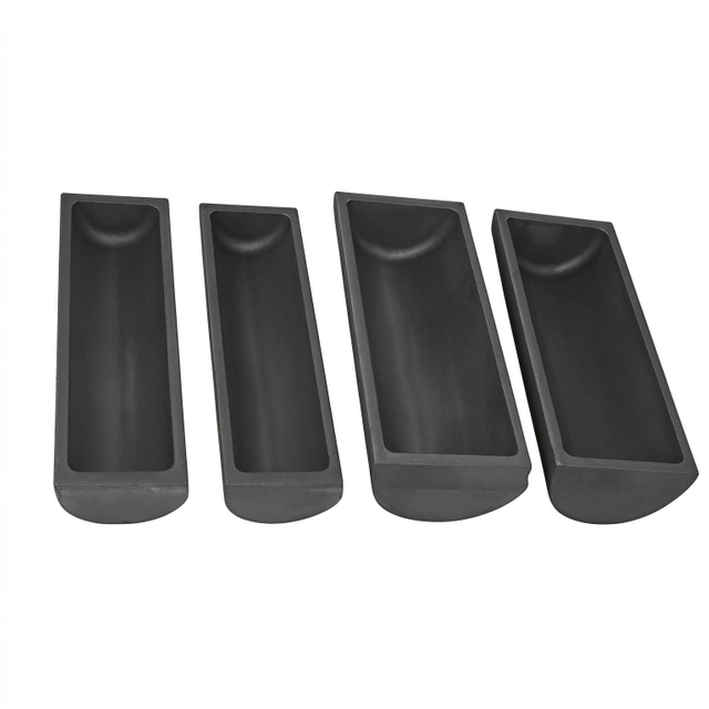 Four different sizes semicircular graphite boat set, custom graphite crucible boat