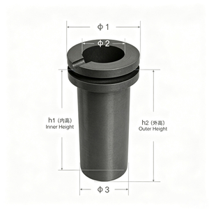 Double ring graphite crucible dimension diagram with outer diameter inner diameter bottom diameter inner height and outer height measurements