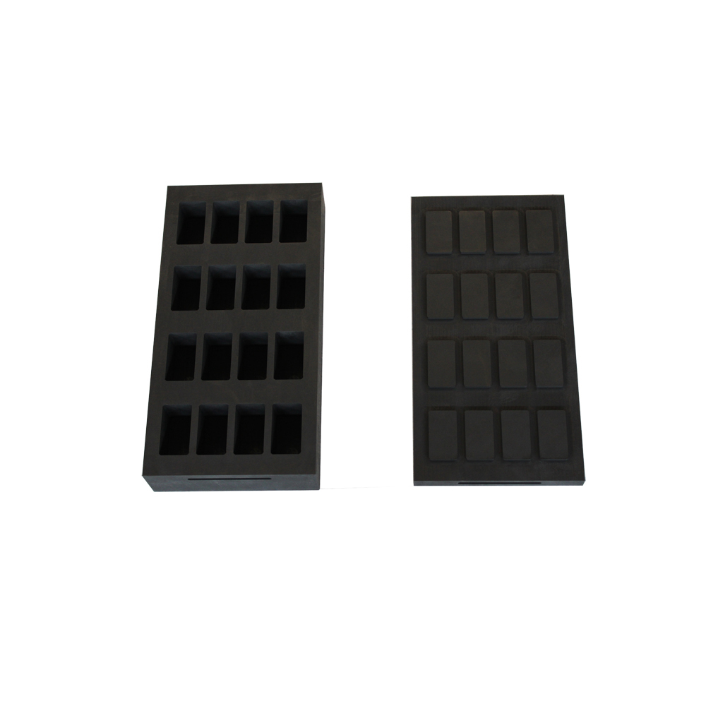 16 cavity graphite ingot mold 4x4 layout with lid for high volume gold bar casting