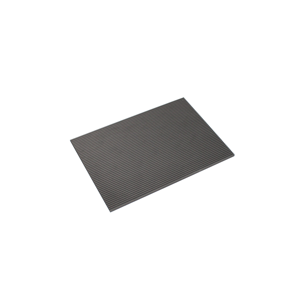 Angled view of fine groove isostatic graphite plate with uniform parallel ridges for semiconductor heat sink application