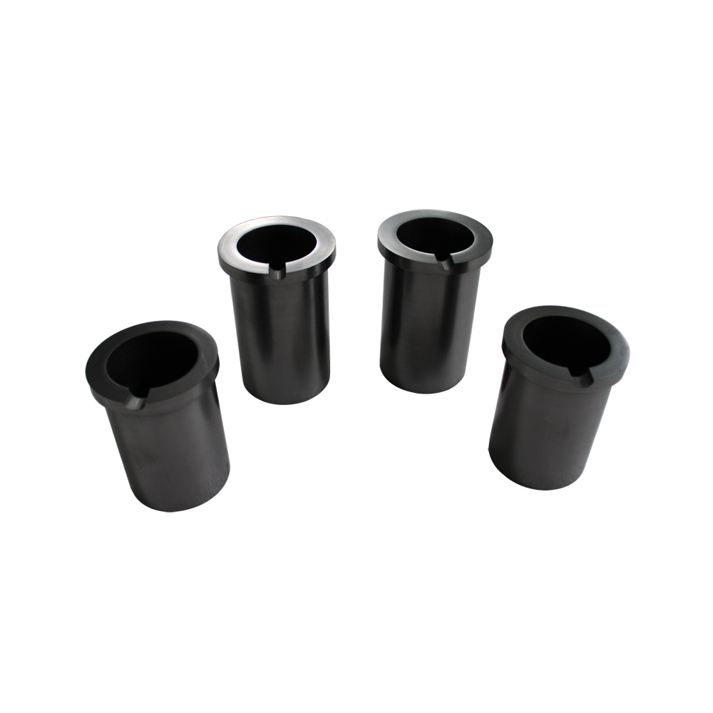 4 pieces black glossy single ring graphite crucibles in assorted sizes for laboratory metal smelting and jewelry refining