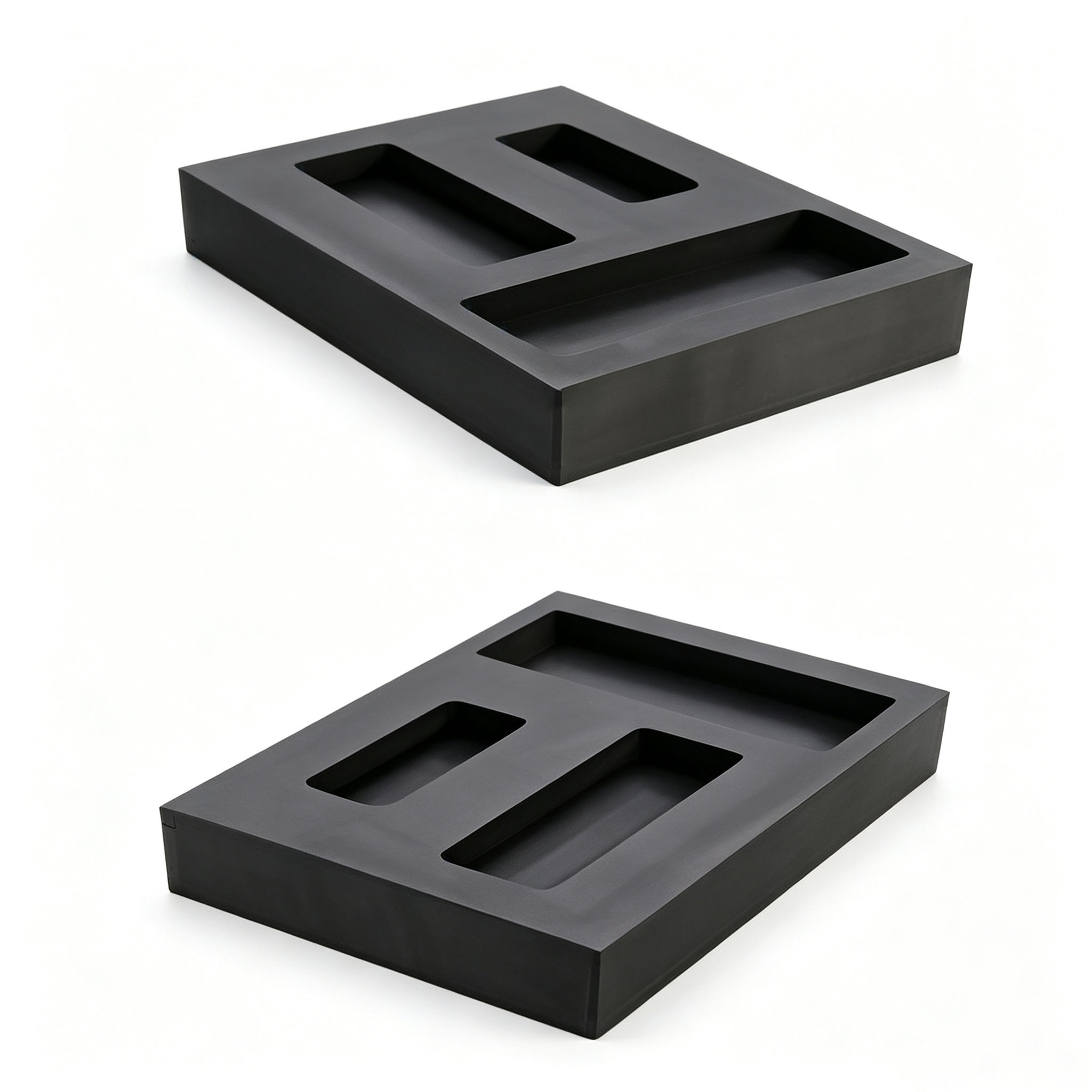 3 cavity graphite ingot mold top view for copper aluminum ingot casting