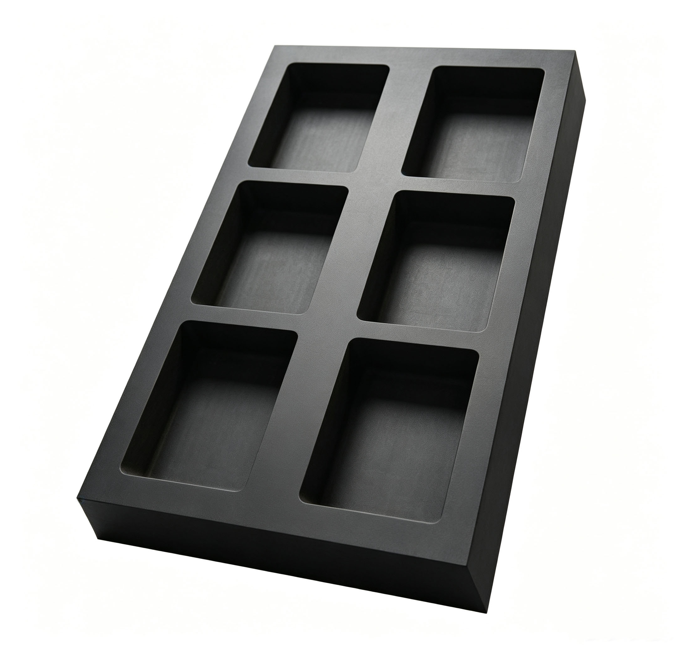 6 cavity graphite ingot mold close-up with smooth polished cavity walls