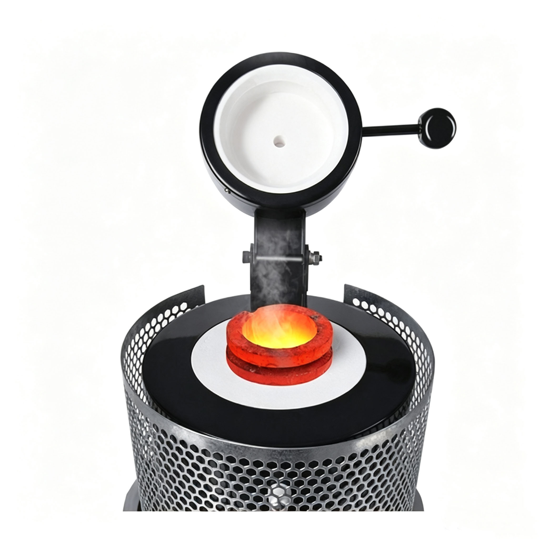 Double ring graphite crucible in jewelry making gold melting furnace, small scale precious metal smelting equipment for gold silver jewelry production