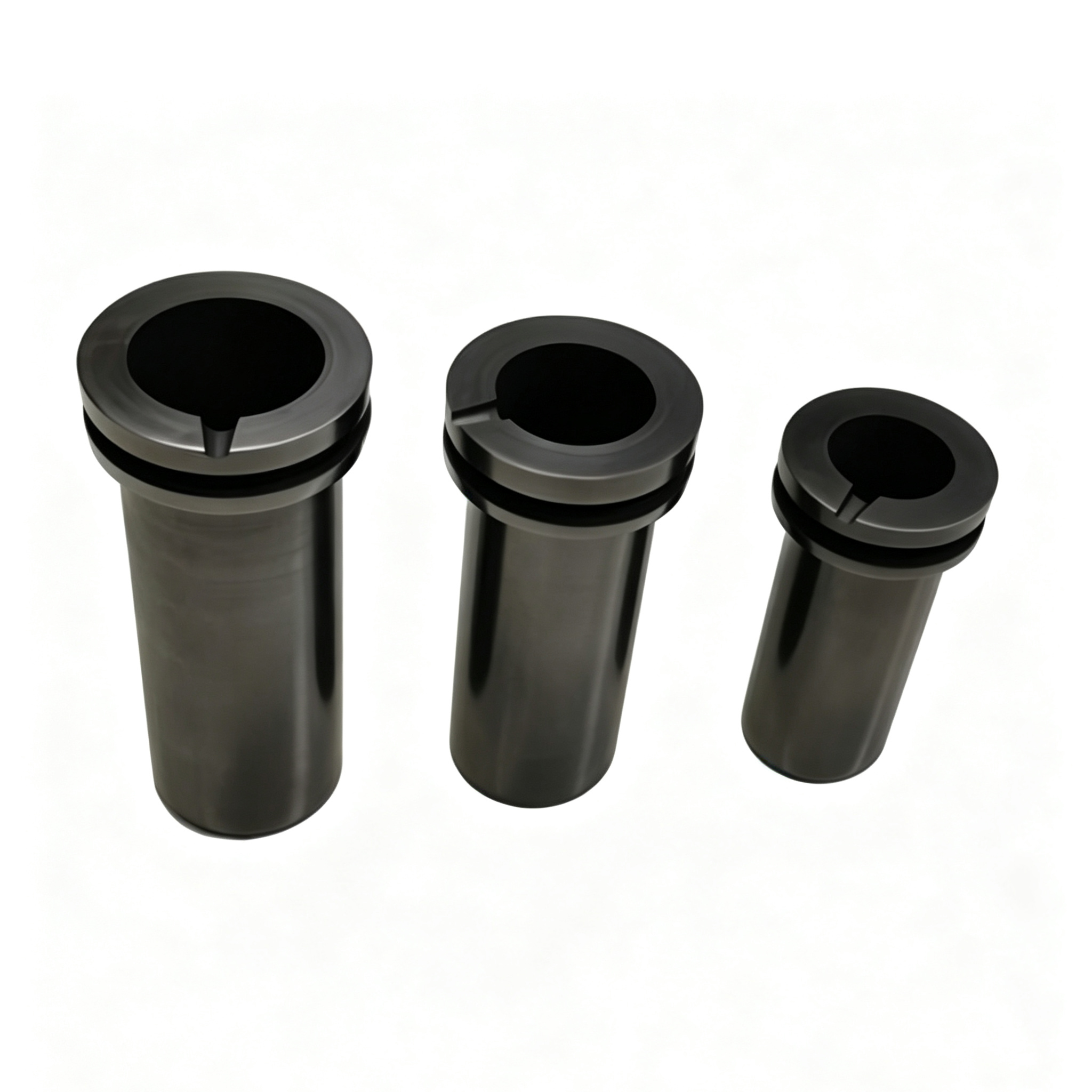 Double ring graphite crucible size comparison - 1kg 2kg 3kg capacity, high purity graphite for precious metal melting
