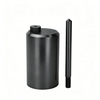 Tall high temperature resistant graphite crucible with top hole column, matched sharp tip threaded graphite stirring rod for large-volume precious metal casting