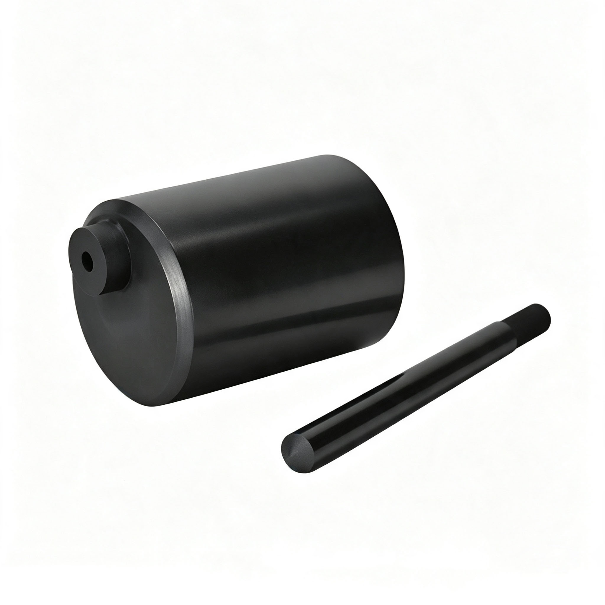 High density graphite melting crucible with rear hole column matched flat head graphite stirring rod for gold silver platinum precious metal jewelry casting