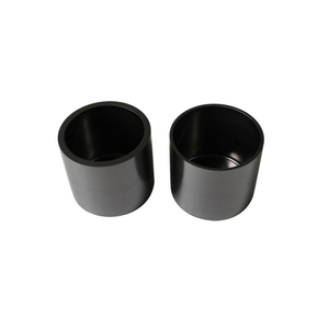 Side view of two high density graphite crucibles, designed for vacuum evaporation coating with excellent thermal conductivity