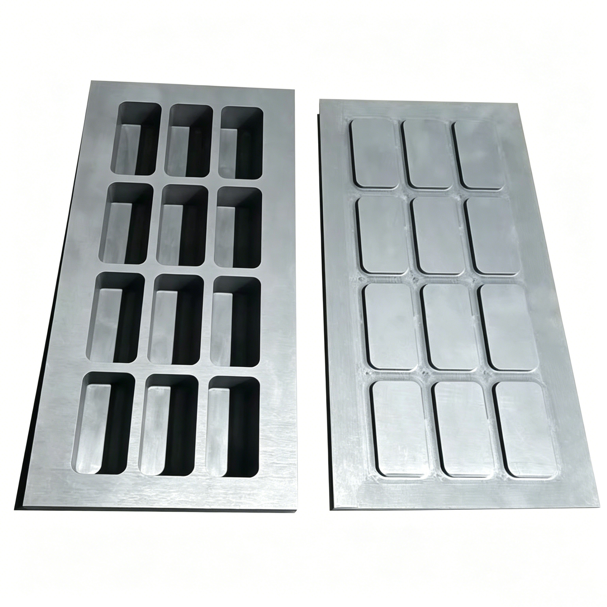 12 cavity graphite ingot mold with matching graphite lid for gold silver bar casting