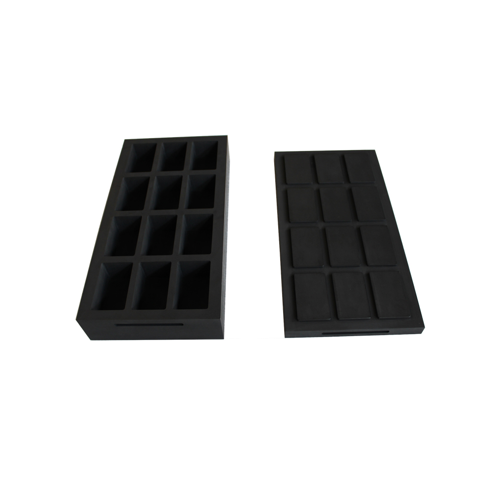 12 cavity graphite ingot mold 4x3 layout with graphite cover for silver bar casting