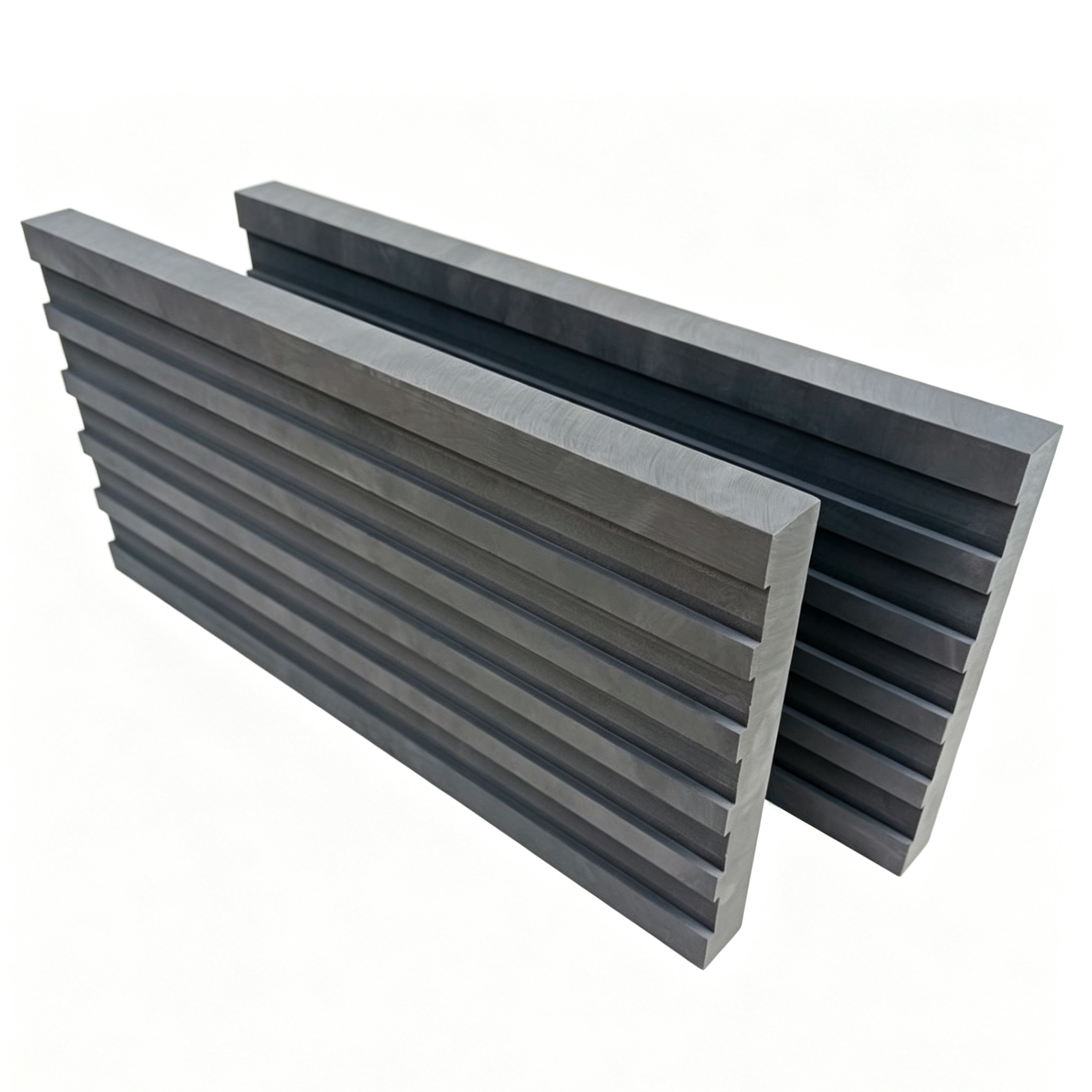 Pair of matching grooved graphite plates for industrial heat exchanger applications - NHD Carbon