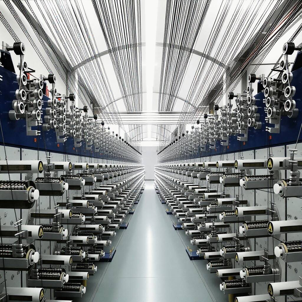 Graphite cluster wheels guide synthetic fiber bundles in chemical fiber spinning workshops, enabling large-scale continuous production.
