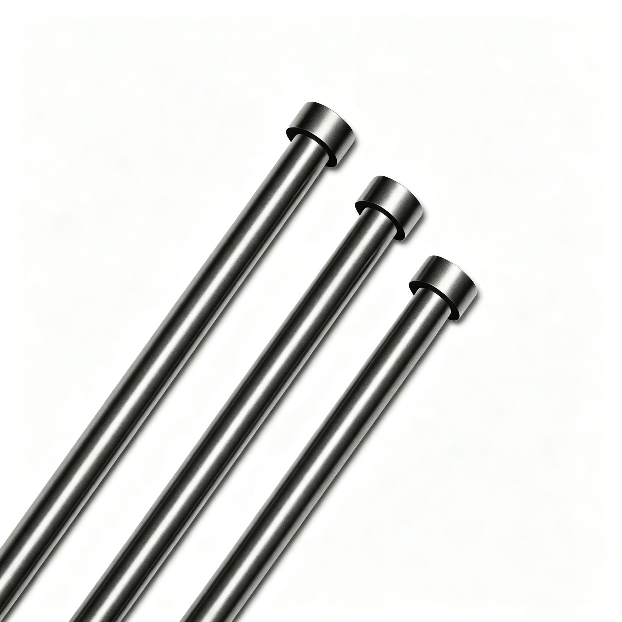 Three long mirror finish graphite support rod with integrated round head, precision CNC machined graphite transmission shaft