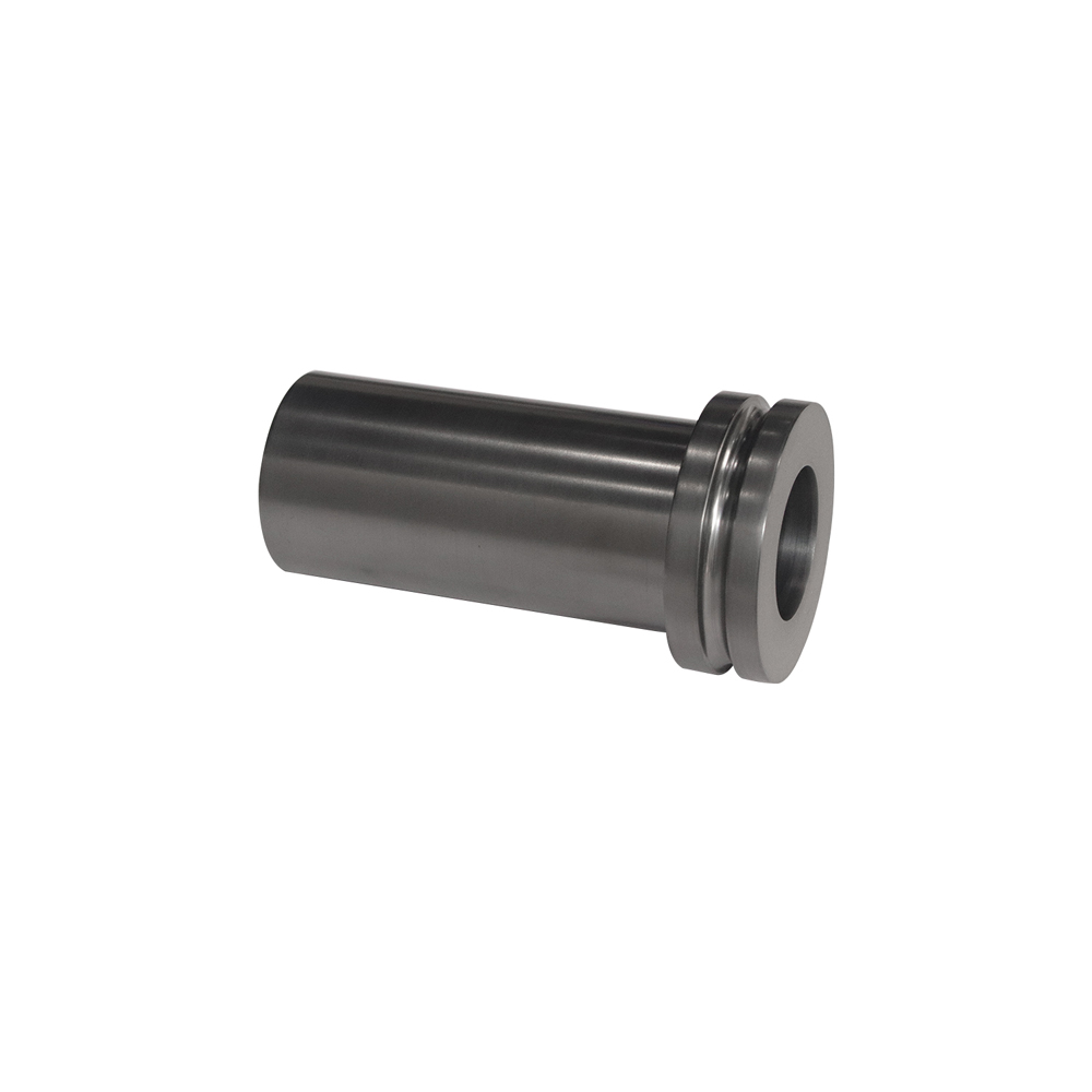 Double ring graphite crucible horizontal side view, clearly showing upper retention ring and lower support ring structure