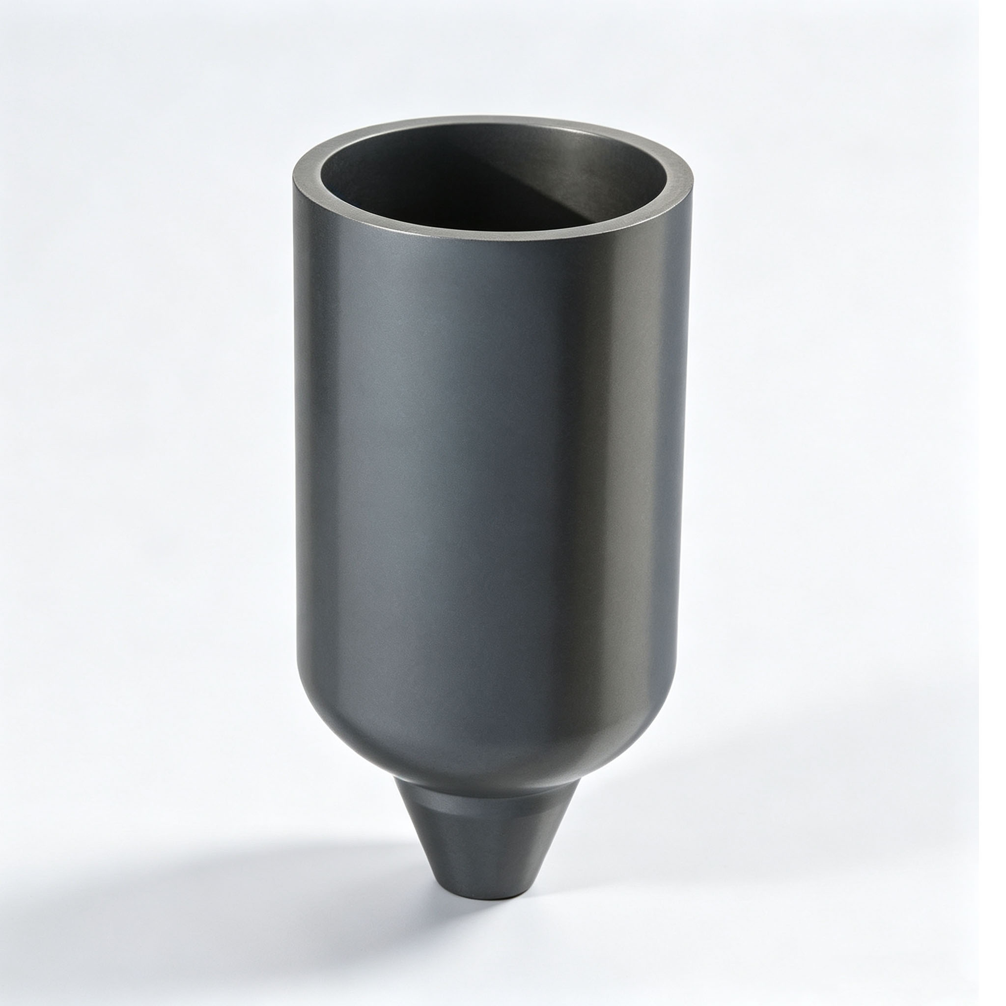 One Piece Formed Graphite Crucible With Taper Center Spout, Smooth Inner Wall Graphite Pot For Uninterrupted Molten Metal Discharge