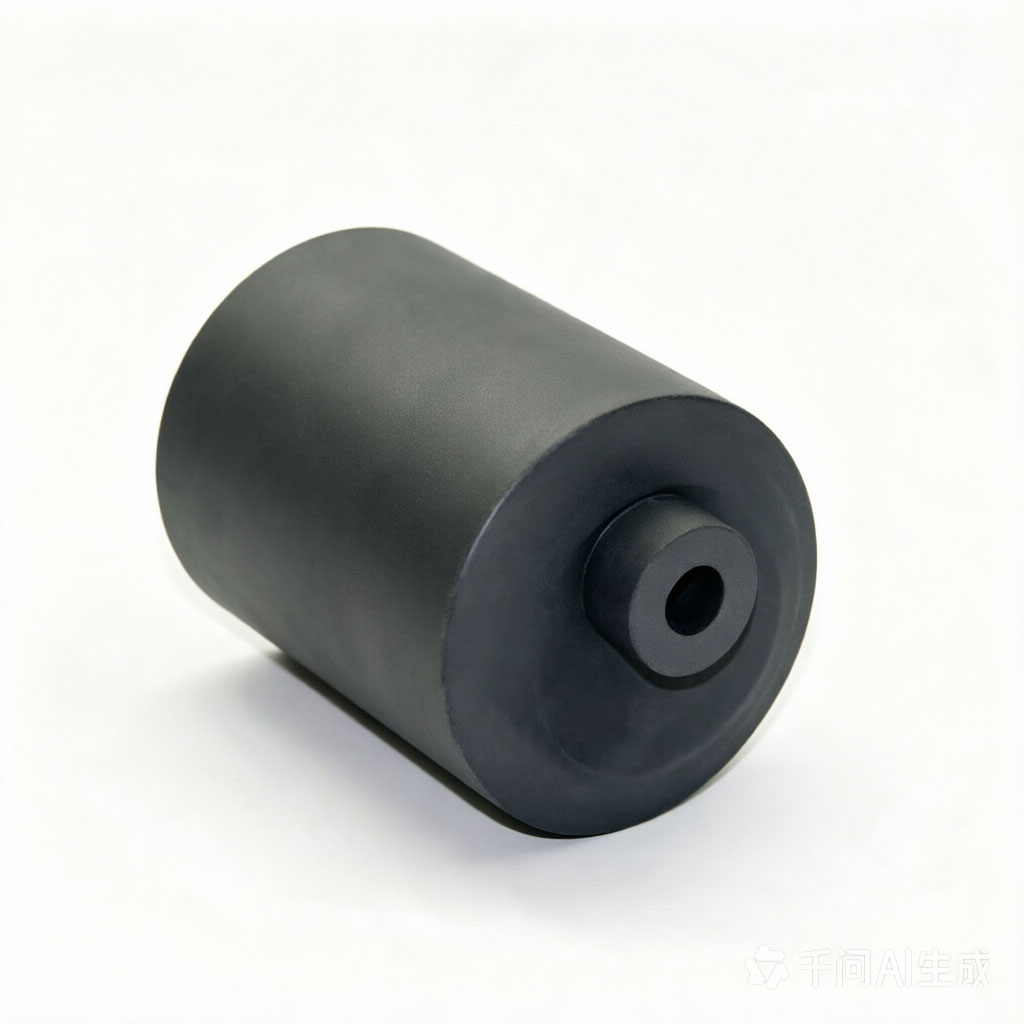 Side View High Density Graphite Crucible With End Central Hole Column, Corrosion Resistant For High Temp Metal Melting