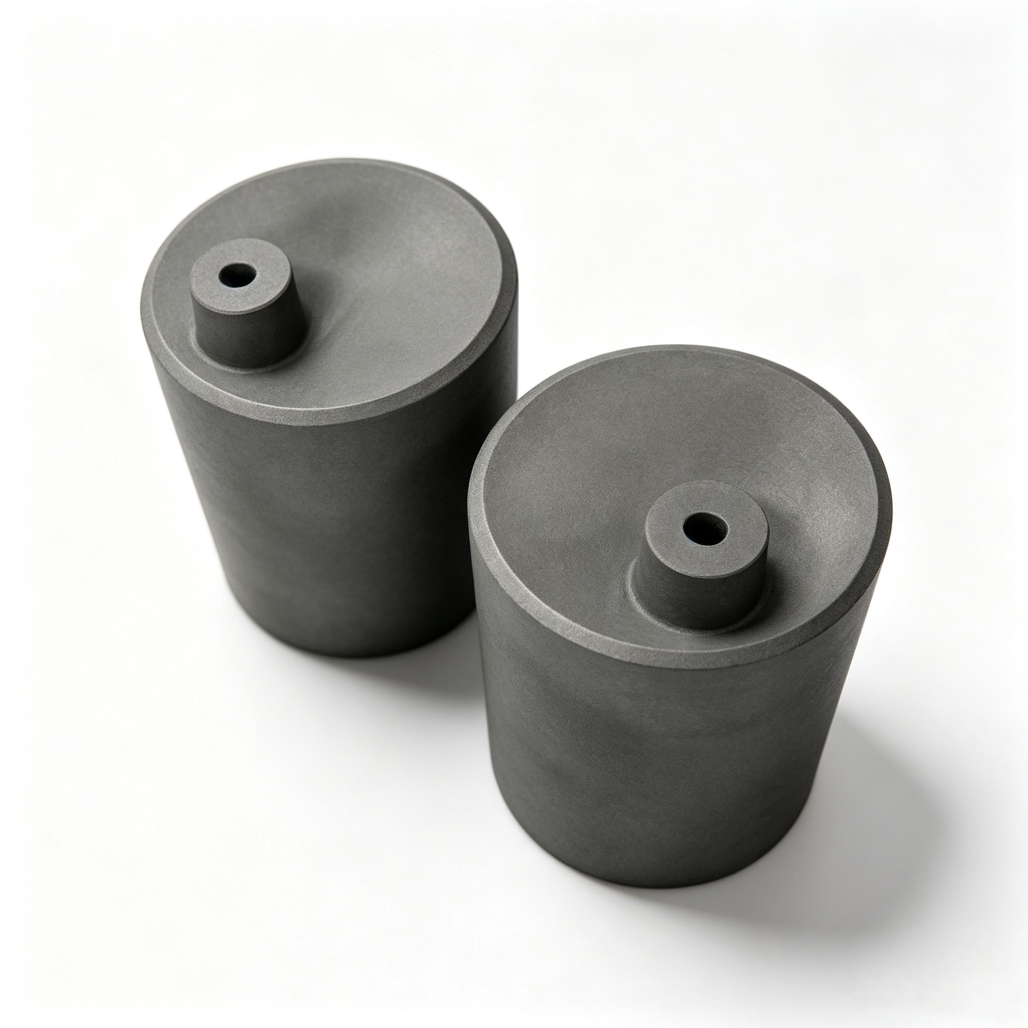 Two Same Specification High Purity Graphite Crucible With Central Hole Column, Custom Size For Precious Metal Foundry
