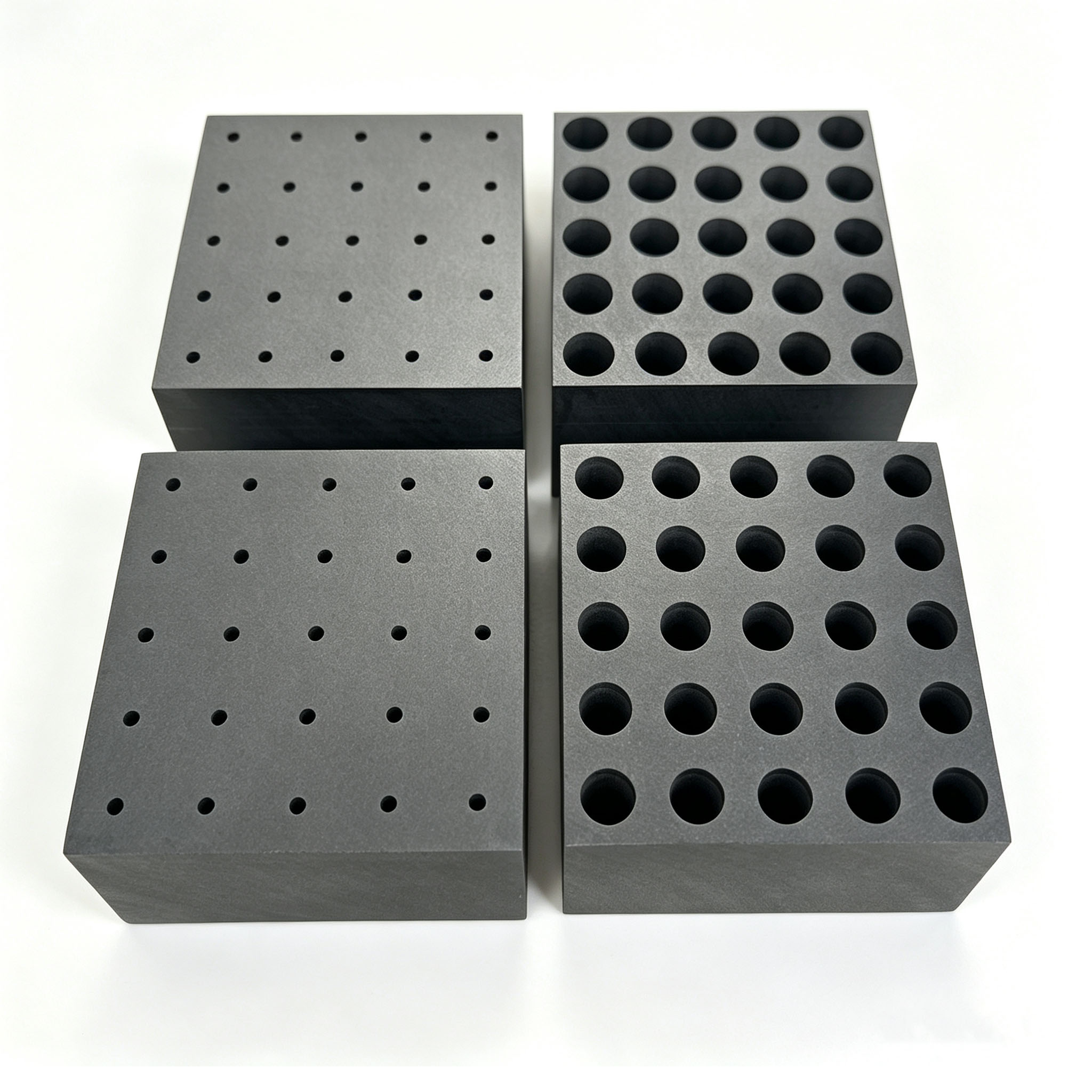 Double specification graphite mold blocks with thick & thin cavities, customizable hole size isostatic graphite blank for different size diamond cutting segments