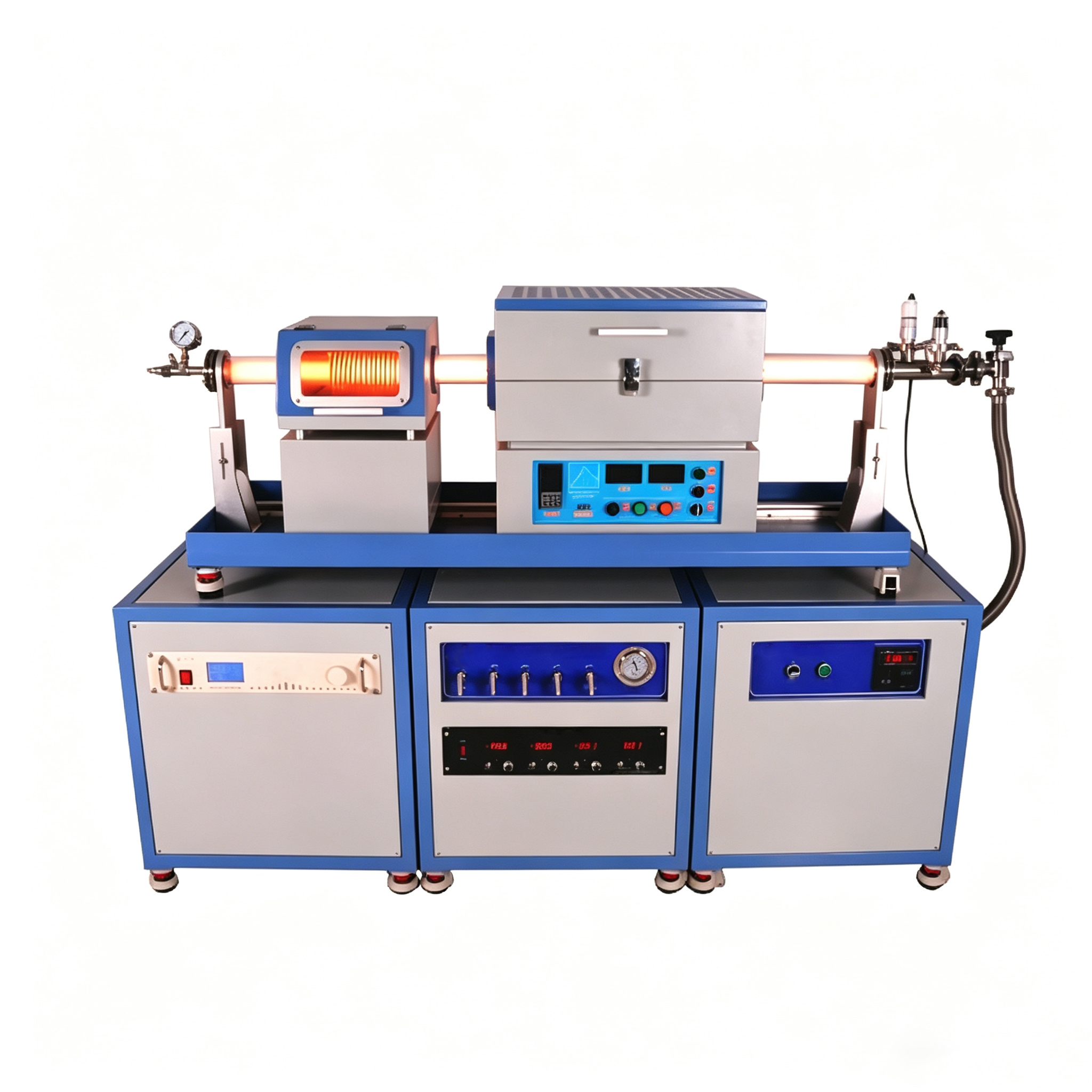 Industrial CVD chemical vapor deposition tube furnace system with grooved graphite plate heating zone for thin film coating applications - NHD Carbon