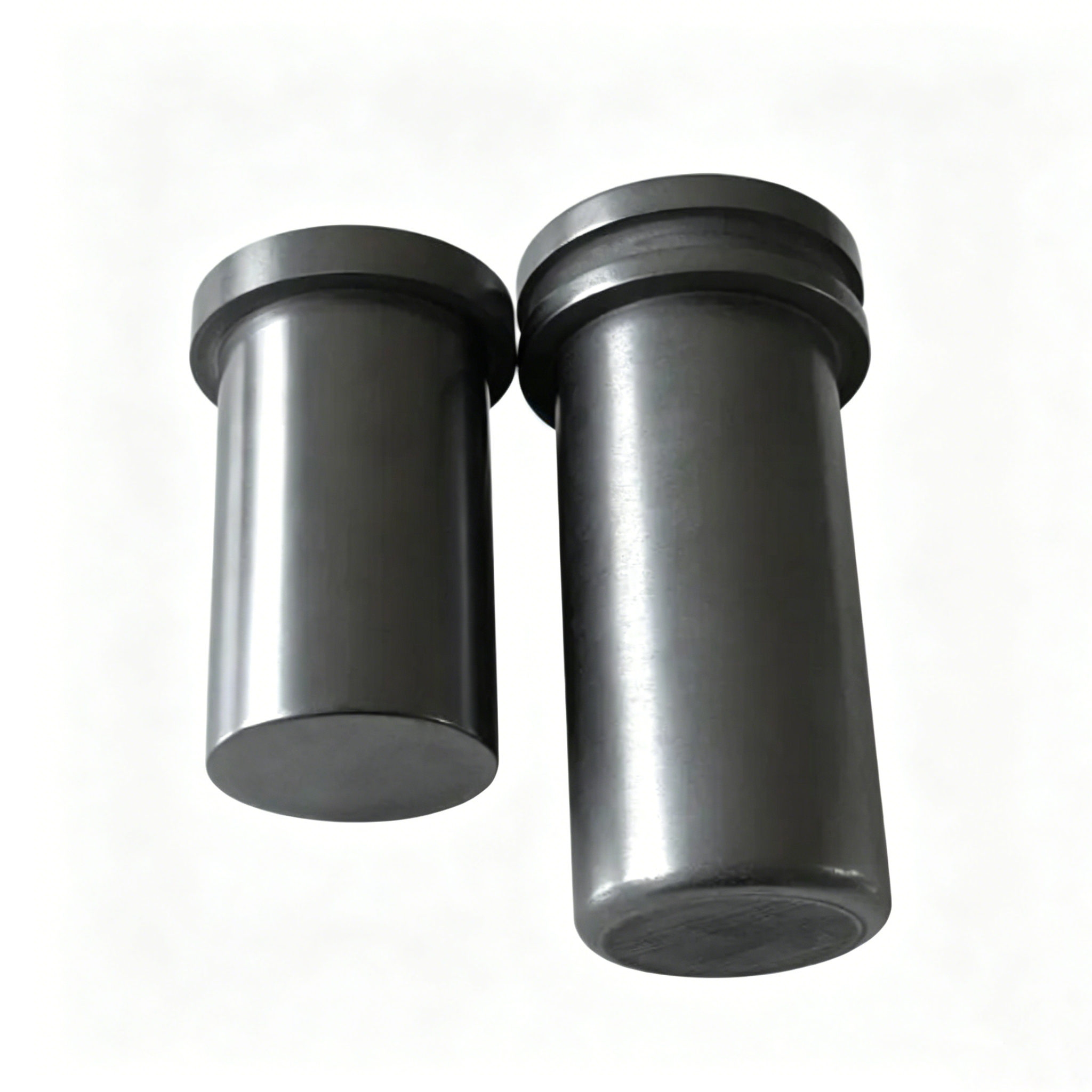 Two standing double ring graphite crucibles for precious metal melting, high density isostatic pressed graphite, corrosion resistant