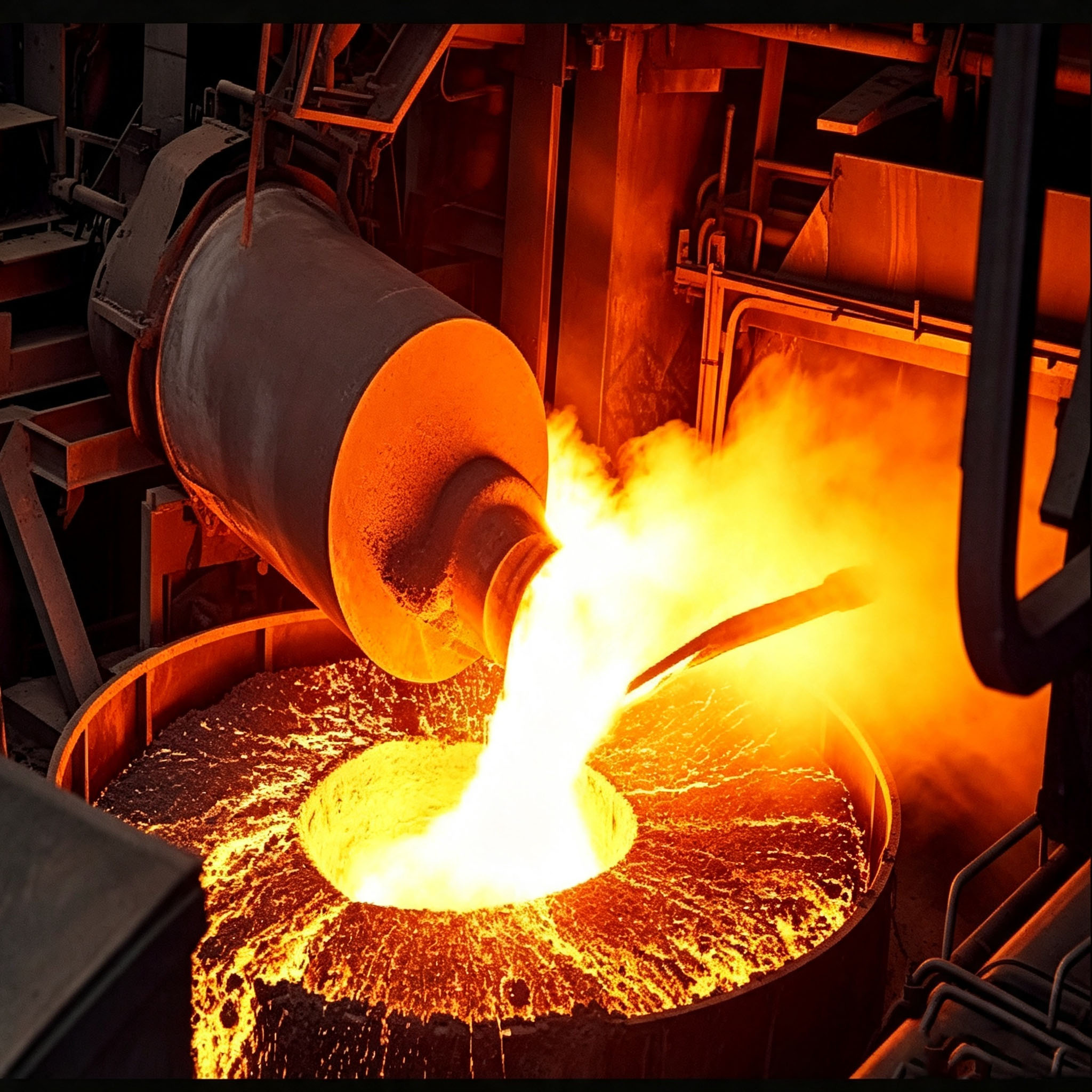 High temperature resistant graphite crucible kit with stirring rod, industrial precious metal smelting factory scene, platinum palladium gold silver bulk melting casting production line