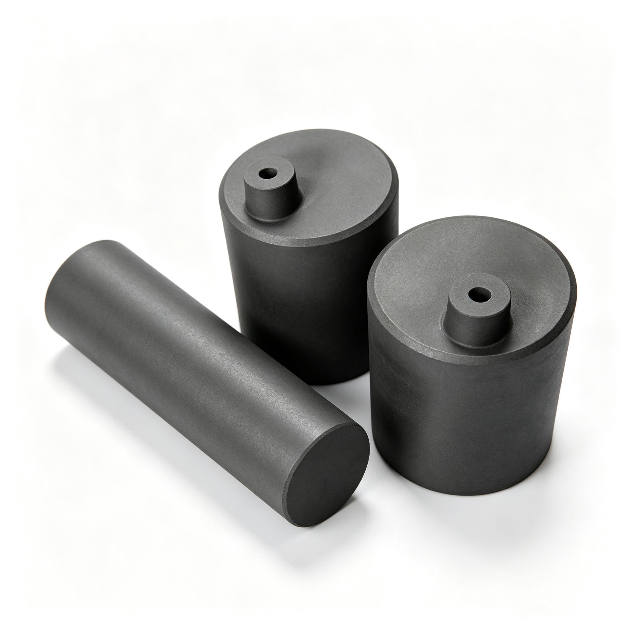 2 Pcs Custom Graphite Melting Crucible With Top Hole Column Matched Solid Graphite Rod For Lab Smelting Work