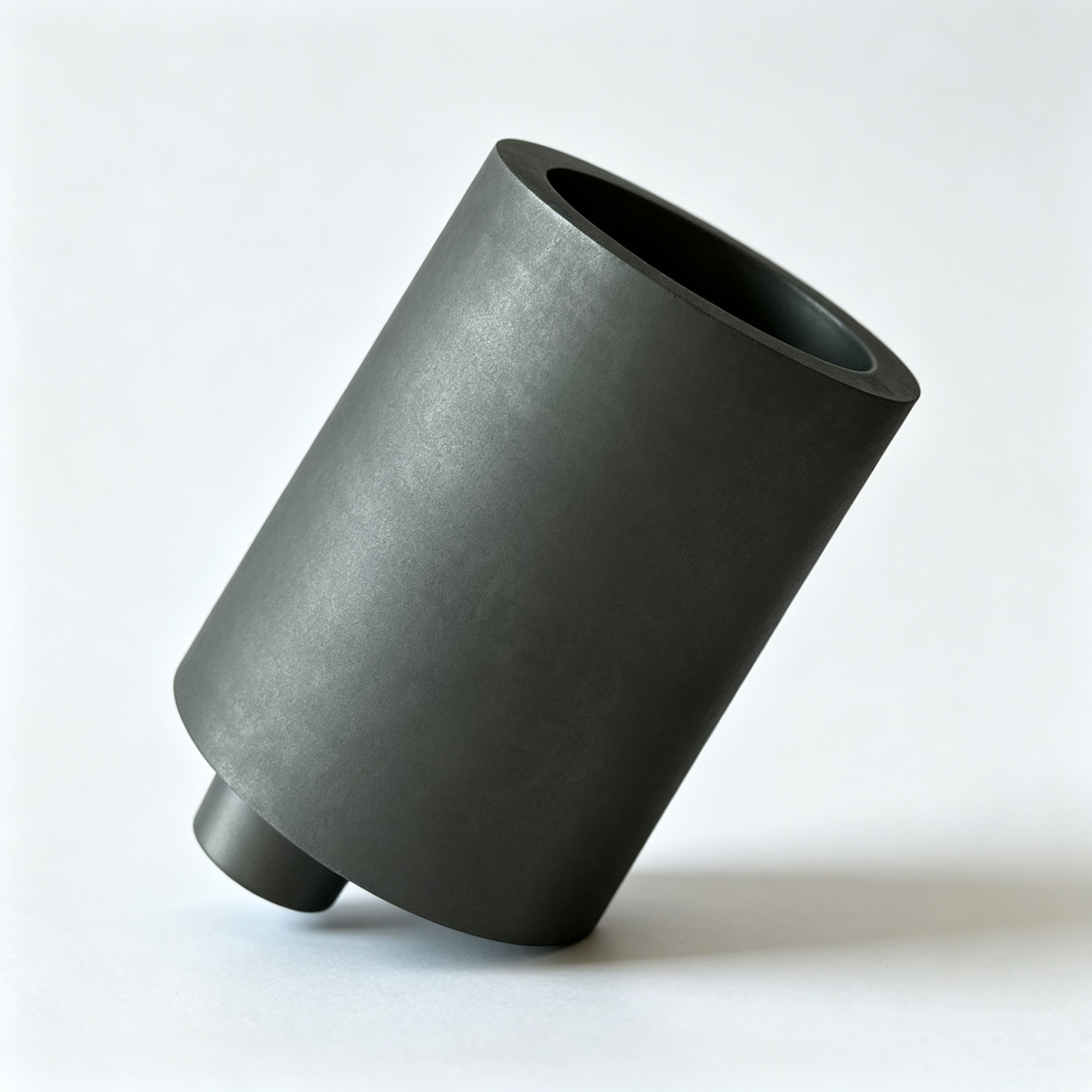 Tilted Open High Density Graphite Crucible with Bottom Column, High Temp Resistant for Gold Silver Precious Metal Melting