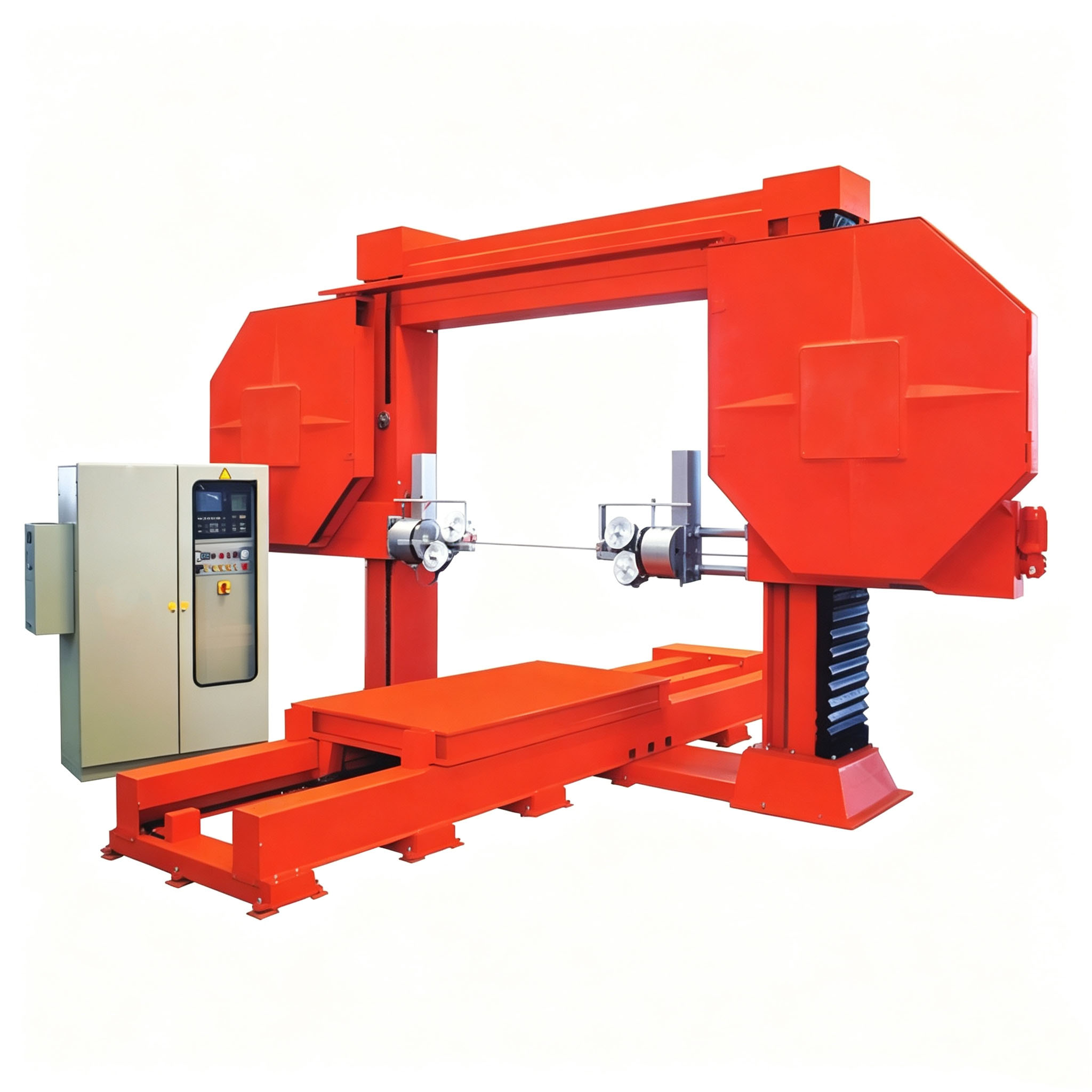 Automatic CNC gantry diamond wire saw machine for granite marble quarry block cutting, matched with diamond wire saw beads sintered by graphite mold