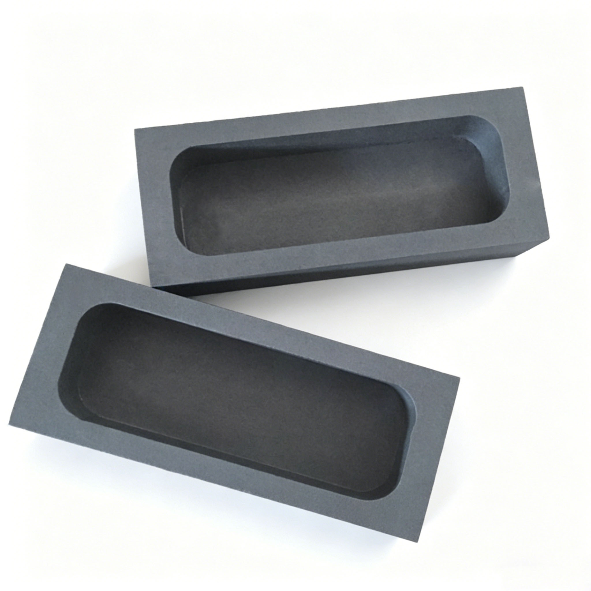 Graphite boat mold with rounded corners for precious metal casting, long rectangular high-purity carbon boat for gold silver copper melting