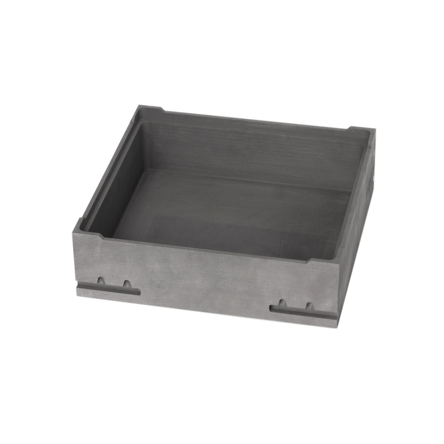 Deep cavity graphite sagger with CNC machined concentric circles on base and four corner grooves for multi-layer stacking in LFP battery sintering process
