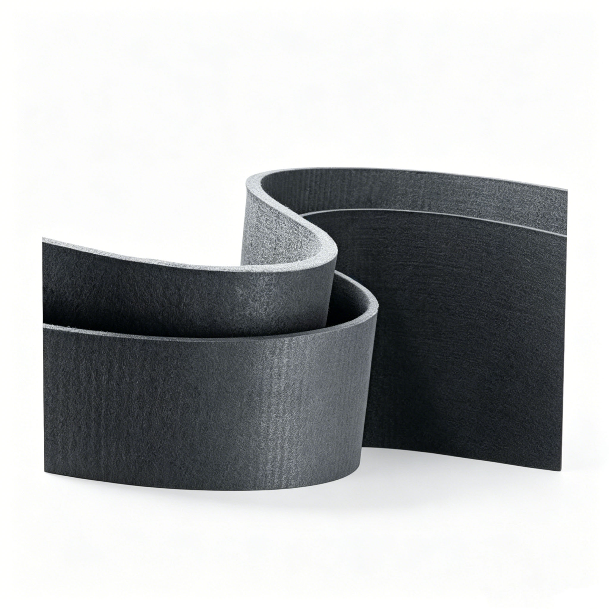 Rayon-based soft graphite felt demonstrating flexibility by bending into S-shape for easy installation in curved furnace chambers