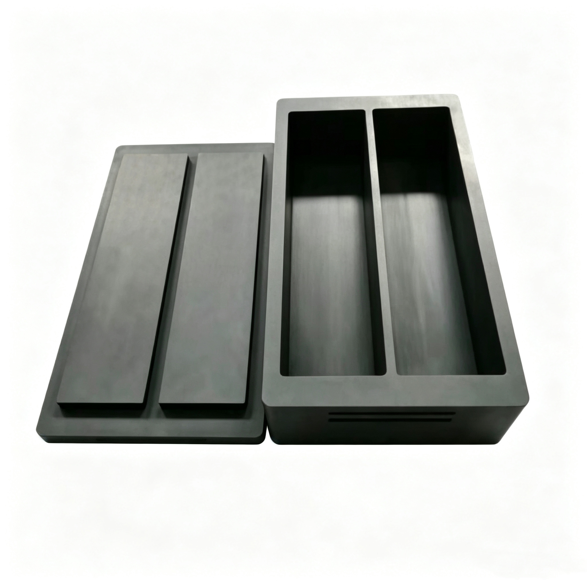 2 cavity graphite ingot mold set with graphite cover plate for precious metal casting
