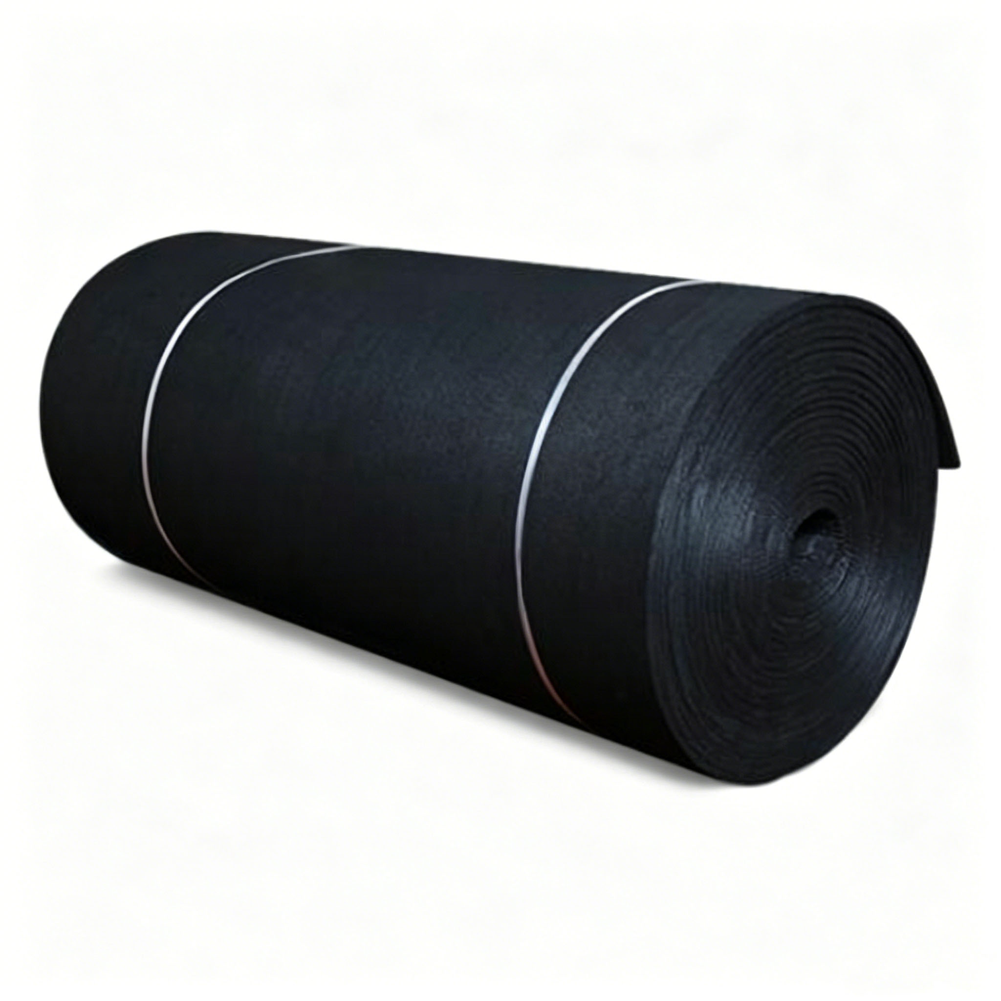 Large industrial roll of rayon-based graphite felt with white securing straps showing factory packaging for bulk shipment