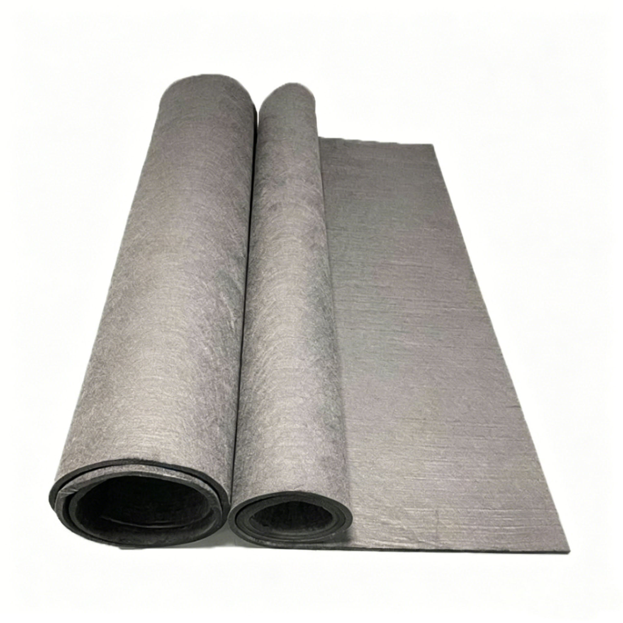 Three stacked rolls of rayon-based soft graphite felt in different sizes demonstrating available thickness and density options